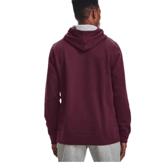 Under Armor Hoodie Men M Hustle Burgundy Fleece Pull Over Casual Warm Y2K Winter - Picture 2 of 16